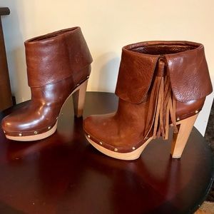INC ANKLE FRINGE BOOTS
